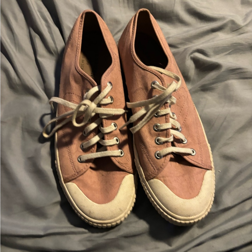J. Crew Pink and Cream Canvas Sneakers